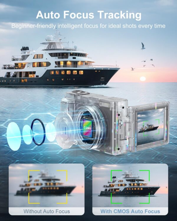 4K Digital Camera for Photography, Autofocus 48MP Vlogging Camera with Flash, 3" 180° Flip Screen, 16X Zoom, 32GB Card and Battery Charger, Point and Shoot YouTube Camera for Teens, Adults, Beginners - Image 3