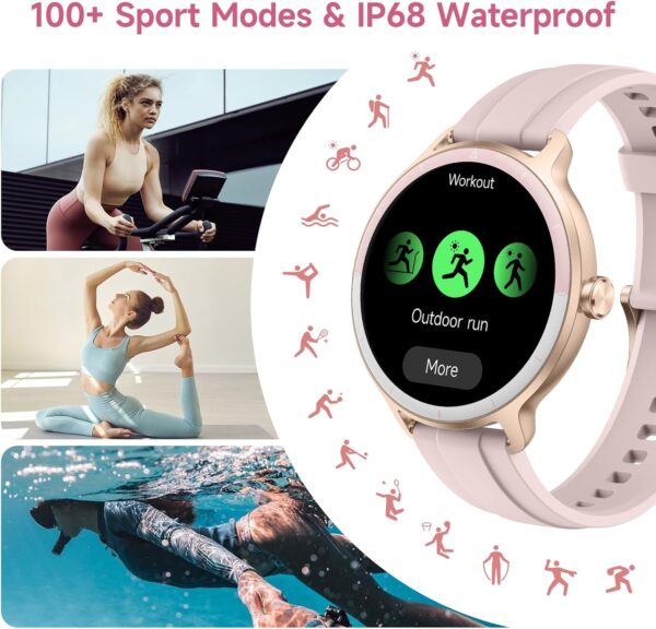 YMZ Smart Watch for Men Women, 1.27" HD Touchscreen Fitness Tracker, Bluetooth Calling, 100+ Sports Modes, Sleep Monitor, IP68 Waterproof, Compatible with Android & iPhones - Image 4