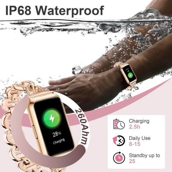 GADIXY Fitness Tracker,Smart Watch 7 Day+ Battery with 24/7 Heart Rate/Step/Calories,Activity Tracker,Aluminium Case,Blood Oxygen Sleep Monitor,IP68 Fitness Watches for Women Android&iOS Gold+Pink - Image 8