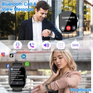 Smart Watch for Men Women, 1.95″ HD Curved Screen Smartwatch, Heart Rate/Sleep Monitor Fitness Watches, 112+ Sports Modes Activity Trackers, IP68 Waterproof Watch for Android iOS, Black
