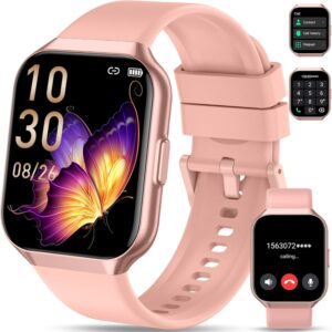 Smart Watch for Men Women (Answer/Make Call), 1.96″ HD Smartwatch Fitness Activity Tracker, 110+ Sports, Heart Rate/Sleep Monitor/Pedometer/Calories, Fitness Watch for Android iOS Pink