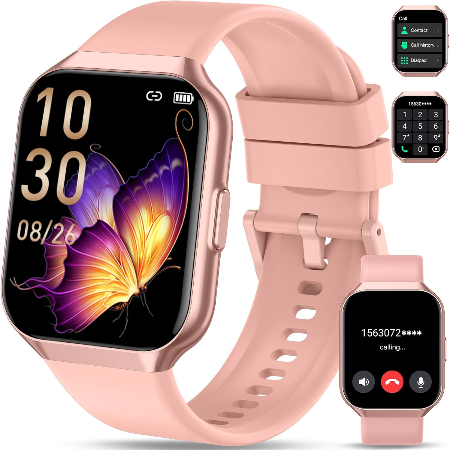 Smart Watch for Men Women (Answer/Make Call), 1.96" HD Smartwatch Fitness Activity Tracker, 110+ Sports, Heart Rate/Sleep Monitor/Pedometer/Calories, Fitness Watch for Android iOS Pink