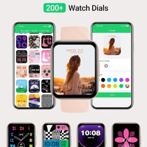 Smart Watch (Answer/Make Calls), 1.85″ Smart Watches for Women Men Digital Watch Fitness Tracker with 100+ Sport Modes Heart Rate Monitor for iOS Android Phones Waterproof (Light Pink)