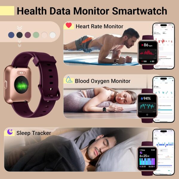 Smartwatch for Women, Compatible with Android & iPhone, 1.8'' Fitness Tracker Watch with Alexa, Call & Notification Alerts, Heart Rate & Sleep Monitor, 120 Sports Modes, Waterproof Watch for Women - Image 4