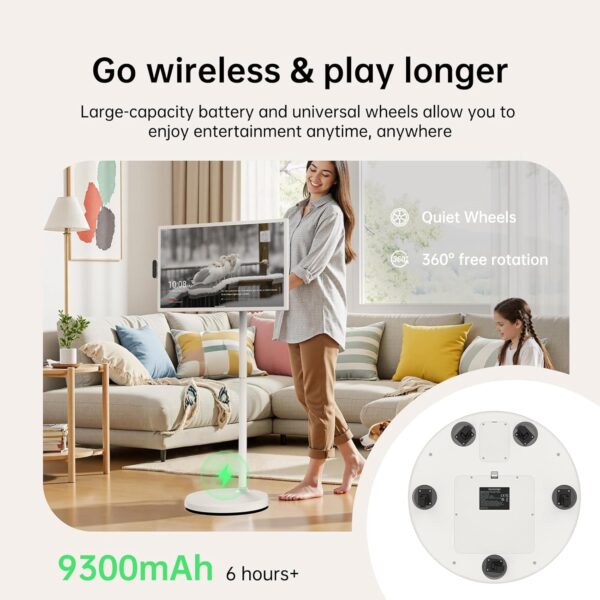 ApoloSign 32 inch FHD Smart Portable TV Gen2, 16G +128G Storage, Android 14 OS, Rolling TV on Wheels with Rotatable Touch Screen, Built-in Battery, Full Swivel Rotation, Voice Remote - Image 5