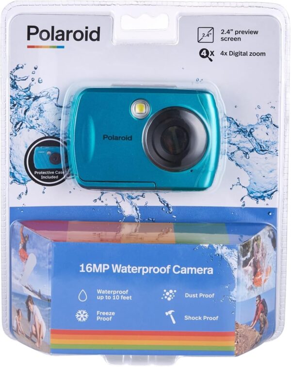 Polaroid IS048 Waterproof Instant Sharing 16 MP Digital Portable Handheld Action Camera, Teal - Image 6