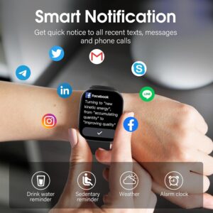 Smart Watch, 1.91″ HD Screen Smartwatch for Men Women(Answer/Make Call), Fitness Watch with Heart Rate/Sleep Monitor/Steps Monitor, 110+ Sports Modes, IP68 Waterproof Activity Trackers, Black