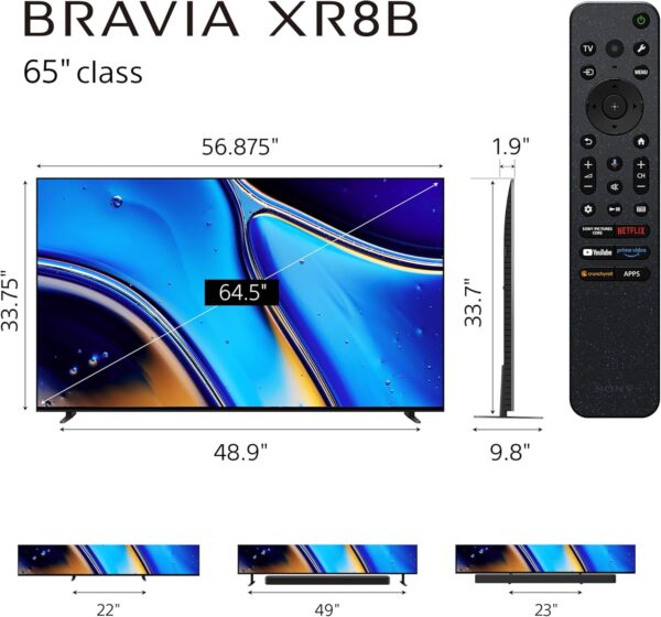 Sony 65 Inch OLED 4K Ultra HD TV BRAVIA XR8B Smart Google TV with Dolby Vision HDR and Exclusive Features for PlayStation® 5 (K-65XR8B), 2025 Model - Image 2
