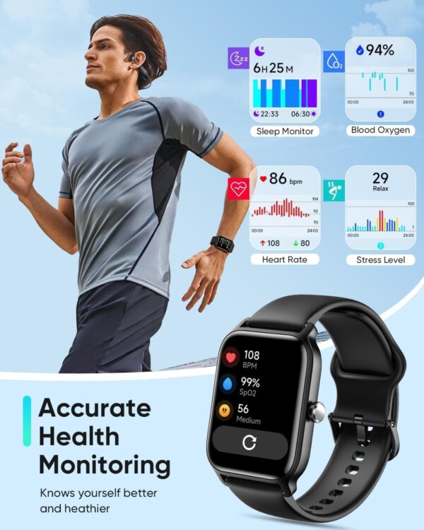 Fitpolo Smart Watches for Men Android & iPhone, Alexa Built-in [1.8" HD Screen] IP68 Waterproof Fitness Watch with Bluetooth Call (Answer/Make), Heart Rate/Sleep/SpO2 Monitor, 105+ Sports Tracker - Image 3