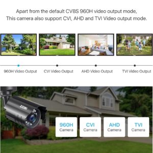 ZOSI 1080P CCTV Camera Outdoor Indoor Hybrid 4 in 1 HD TVI/CVI/AHD/CVBS Home Security Cameras System,Night Vision,Waterproof Metal Housing Bullet Cam For 960H,720P,1080P,5MP,4K analog Surveillance DVR