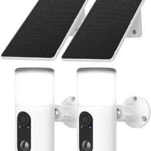 ANRAN Solar Security Cameras with Light,2K Wireless Outdoor Floodlight Camera with Color Night Vision & AI Motion Detection,2-Way Talk Spotlight Siren Alarm,Compatible with Alexa,2PCS