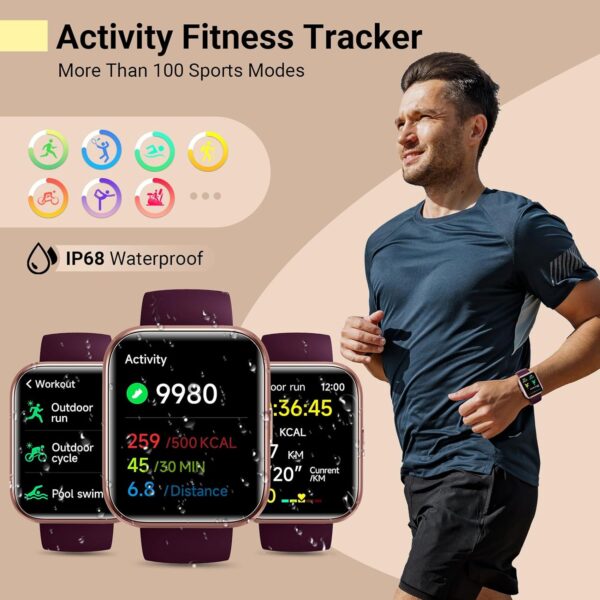 Smartwatch for Women, Compatible with Android & iPhone, 1.8'' Fitness Tracker Watch with Alexa, Call & Notification Alerts, Heart Rate & Sleep Monitor, 120 Sports Modes, Waterproof Watch for Women - Image 5
