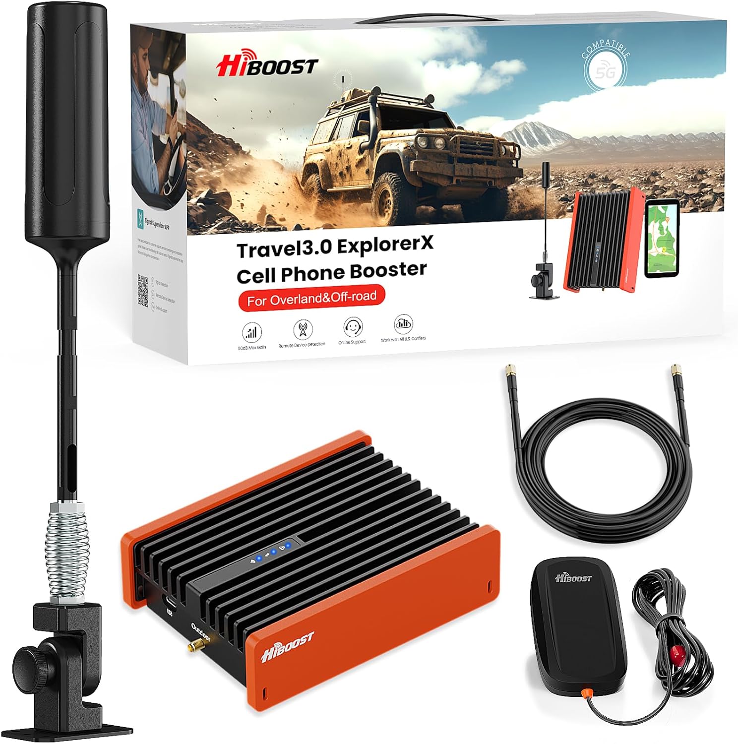 You are currently viewing HiBoost Cell Phone Signal Booster for Overland and Off-road Vehicle | Boosts 5G & 4G LTE for All Carriers – Verizon, AT&T, T-Mobile & More | Folding Antenna Mount | Ultra-stable Booster | FCC Approved