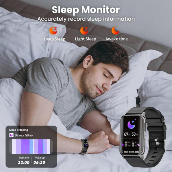 Smart Watch for Men Women (Answer/Make Calls), 1.57" Curved Screen Fitness Tracker IP68 Waterproof with 24/7 Heart Rate/Sleep Monitor, Two Straps Activity Trackers for Android and iPhone - Image 6