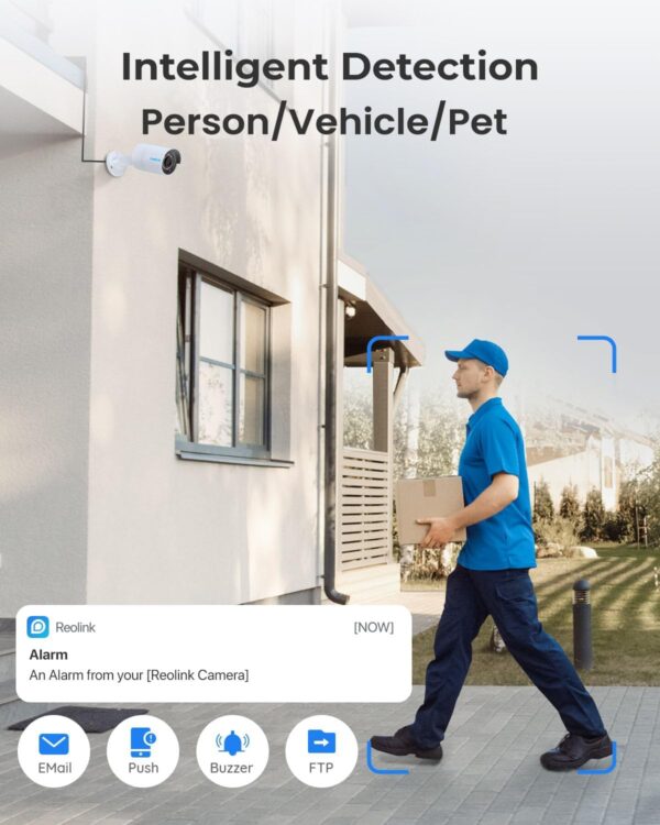 REOLINK 16CH 5MP Home Security Camera System, 8pcs Wired Outdoor PoE IP Cameras with Person/Vehicle/Pet Detection, 8MP 16CH NVR with 4TB HDD for 24-7 Recording, RLK16-410B8-5MP - Image 3
