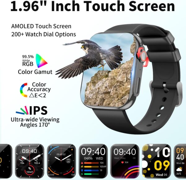 Smart Watch for Men Women (Answer/Make Call /1.96" Screen) Fitness Tracker IP68 Waterproof Activity Tracker Smartwatch for iOS Android - Image 2