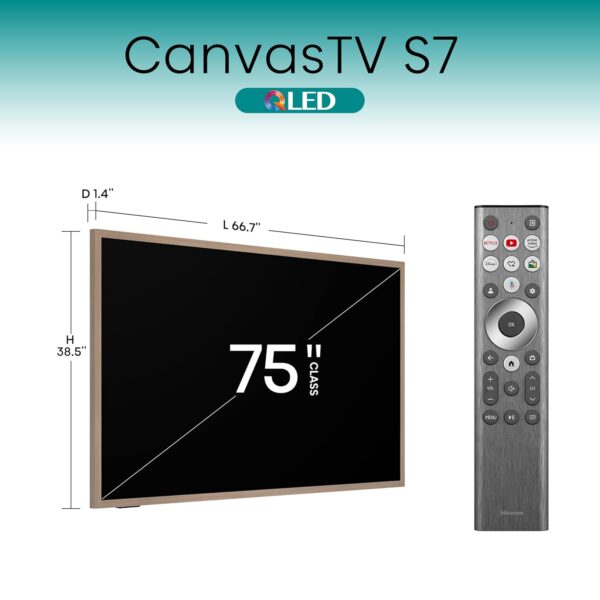 Hisense 75-Inch Class QLED 4K S7N CanvasTV Series Dolby Vision HDR Google Smart TV (75S7N, 2025 Model) - 144Hz, Art Mode, Anti-Glare Panel, Hi-Matte Display, UltraSlim Wall Mount & Frame Included - Image 2
