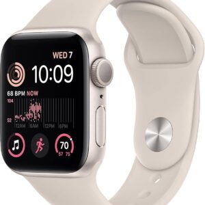 Apple Watch SE 2nd Gen (GPS, 40mm) – Starlight Case with Starlight Sport Band S/M (Renewed)