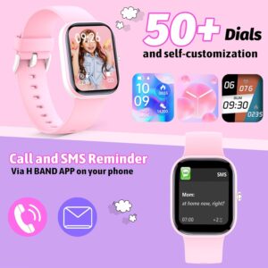 Kids Watch with Fitness Tracker No Phone/APP Needed,19 Sport Mode,1.5″ DIY Dial,IP68 Waterproof,Sleep Monitor,Pedometers,Heart Rate,Great Birthday Gift for Boys Girls Teens 6-14 (Pink)
