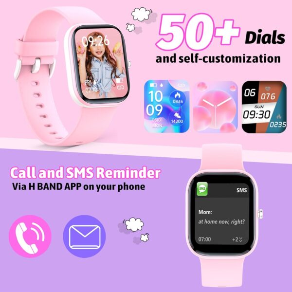 Kids Watch with Fitness Tracker No Phone/APP Needed,19 Sport Mode,1.5" DIY Dial,IP68 Waterproof,Sleep Monitor,Pedometers,Heart Rate,Great Birthday Gift for Boys Girls Teens 6-14 (Pink) - Image 2