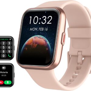 Smart Watch for Women Android & iPhone, Alexa Built-in, 1.8″ Touch Screen Fitness Tracker with Answer/Make Calls, IP68 Waterproof Heart Rate/Sleep/SpO2 Monitor, Pedometer, 100+ Sport Modes