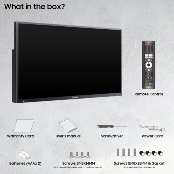 SYLVOX Outdoor TV, 43 inch Smart TV Waterproof Outdoor TVs, 4K Weatherproof Television for Outside, Support Google Assistant, Chromecast, 1000 nit Brightness Partial Sun (Deck Pro 2.0/2024) - Image 11