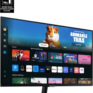 SAMSUNG 27-Inch M5 (M50D) Series FHD Smart Monitor with Streaming TV, Speakers, HDR10, Gaming Hub, Multiple Ports, Workout Tracker, Vision Accessibility Tools, LS27DM500ENXGO, 2024