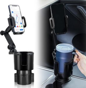 Read more about the article This Hill Car Cup Holder Expander Adjustable Base with Phone Mount 360° Rotation Cup Holder Cell Phone Holder for Car Compatible with iPhone All Smartphones