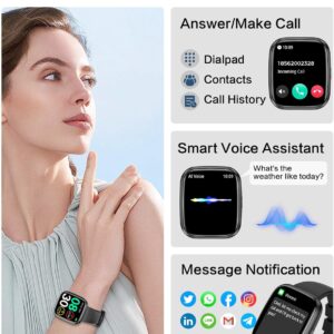 Smart Watches for Men/Women, 1.75″ Bluetooth Call, AI Voice Smartwatch, 24/7 Heart Rate Monitor, Blood Pressure/SpO2/Sleep Tracker, IP68 Waterproof, 100+ Sports Fitness Tracker for Android iOS Black