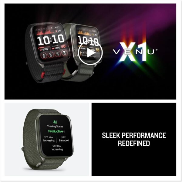 Garmin® Venu® X1, Thin and Lightweight GPS Smartwatch, AMOLED Display, Advanced Health and Fitness Features, Moss with Titanium Caseback and Moss ComfortFit Nylon Band - Image 8