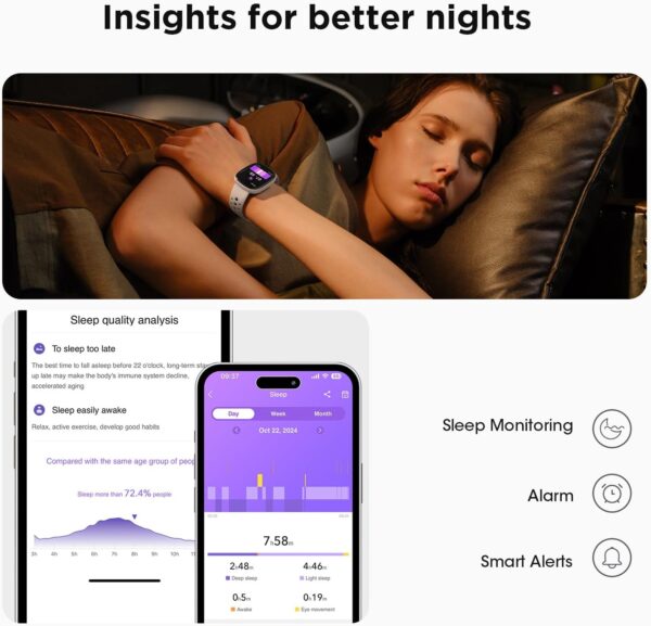 Smart Watches for Women Fitness: Fitness Tracker with Make/Recive Call 24/7 Heart Rate SpO2 Sleep Monitor 120 Sport Mode 5ATM Smartwatch for iPhone Android Phones Birthday Gifts for Women Men 3Bands - Image 6