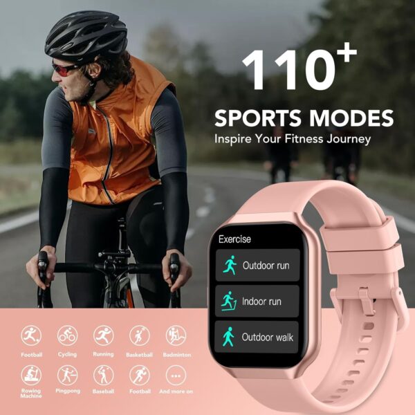 Smart Watch for Men Women (Answer/Make Call), 1.96" HD Smartwatch Fitness Activity Tracker, 110+ Sports, Heart Rate/Sleep Monitor/Pedometer/Calories, Fitness Watch for Android iOS Pink - Image 4
