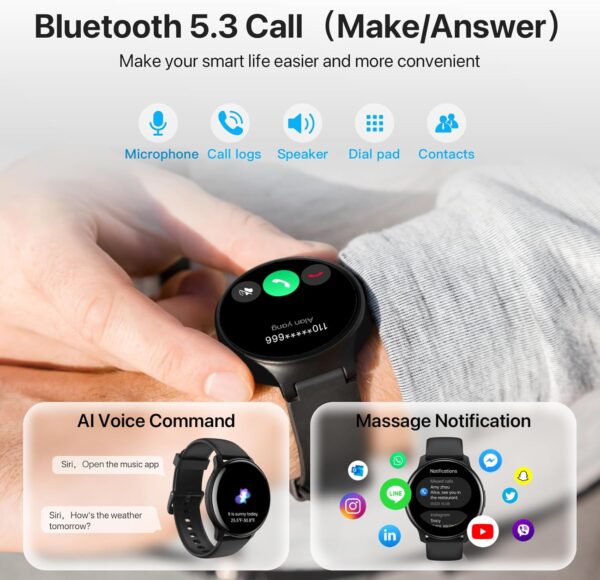 Smart Watch(Answer/Make Call) 2025 Smart Watches for Men Women 100+ Sports Fitness Tracker with Heart Rate,Sleep Monitor,Pedometer,Calories IP68 Waterproof Activity Tracker for Android/iOS - Image 2