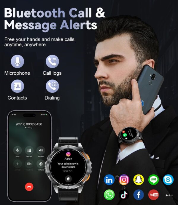 LIGE GPS Military Smart Watch for Men, LED Flashlight/Compass/45 Days Battery/IP68 Waterproof 1.43'' AMOLED Smartwatch, 100+ Sports Modes Fitness Tracker Watch, Rugged Smart Watches for Android iOS - Image 5