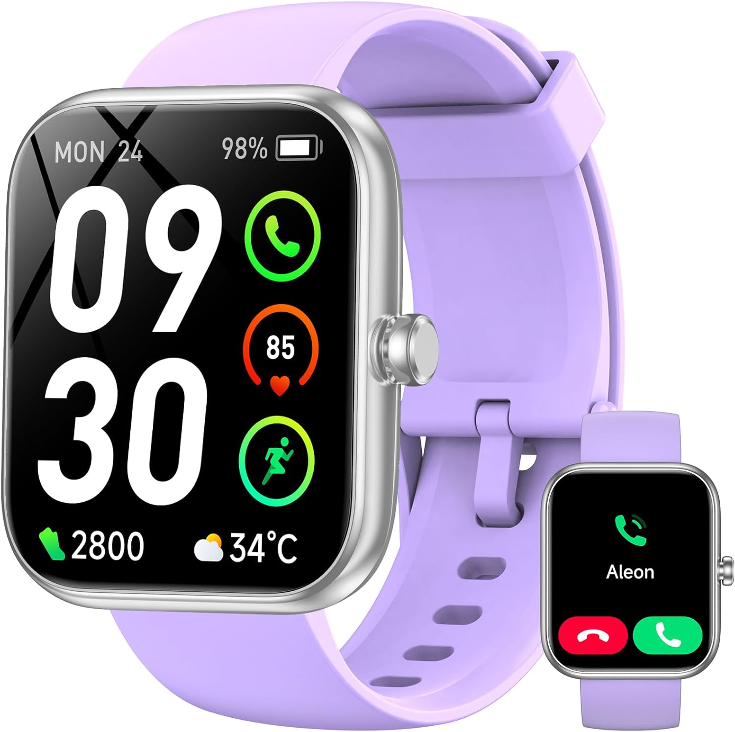 Smart Watch with Alexa Built-in, 1.83" HD Touchscreen Fitness Tracker, Bluetooth Notifications/Calls, IP68 Waterproof, 120+ Sport Modes, 24/7 Heart Rate & Sleep Monitor for iPhone Android iOS (Purple)