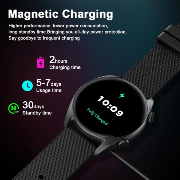 Smart Watches for Men Women(Answer/Make Calls), 1.43" AMOLED HD with 100+ Sport Modes, Heart Rate/Sleep Monitor/Steps/Calories/IP68 Waterproof Fitness Tracker, smartwatch for Android iOS,Black - Image 7