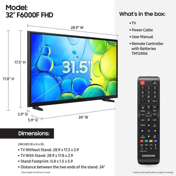 SAMSUNG 32-Inch Class Full HD F6000 Smart TV (2025 Model) HDR, Object Tracking Sound Lite, Knox Security, One UI Tizen, Smart TV - Image 3