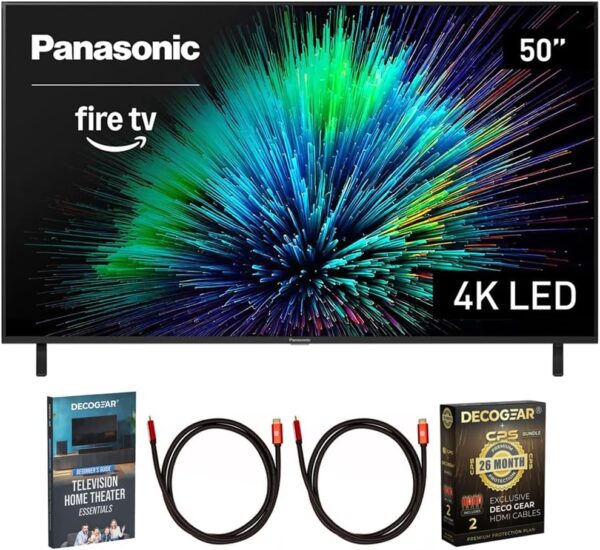 Panasonic TV-50W70BP W70 Series 50 inch LED 4K Ultra HD Smart Fire TV Bundle with 2X 6FT Universal 4K HDMI Cable, Theater Essentials and CPS Exclusive 26 Month Protection Pack (BEACH-CPS-26M500ATV)