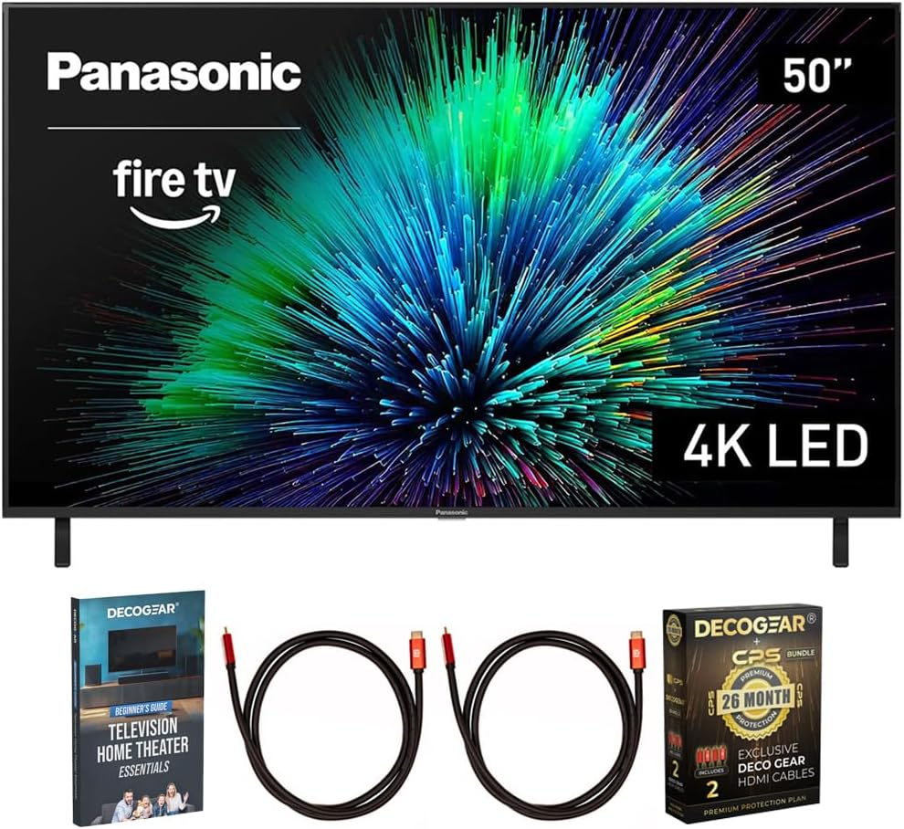 Panasonic TV-50W70BP W70 Series 50 inch LED 4K Ultra HD Smart Fire TV Bundle with 2X 6FT Universal 4K HDMI Cable, Theater Essentials and CPS Exclusive 26 Month Protection Pack (BEACH-CPS-26M500ATV)