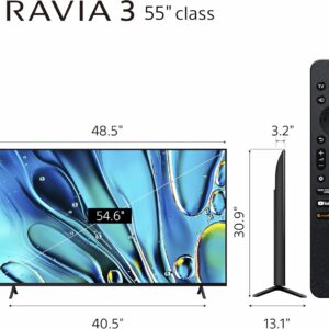 Sony 55-Inch 4K Ultra HD BRAVIA 3 LED Smart TV with Google TV, LED Flat Screen, Dolby Vision HDR, Google TV, Exclusive PS5 Features, (K-55S30)
