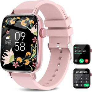 Smart Watch for Android iPhone-Call Receive/Dial/Read Message/AI Control-1.9″ HD Screen-IP67 Waterproof Fitness Smartwatch-Blood Pressure/Heart Rate/SpO2/Sleep Monitor (Light Pink)