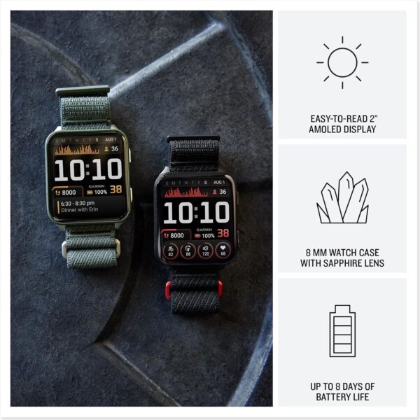 Garmin® Venu® X1, Thin and Lightweight GPS Smartwatch, AMOLED Display, Advanced Health and Fitness Features, Moss with Titanium Caseback and Moss ComfortFit Nylon Band - Image 3