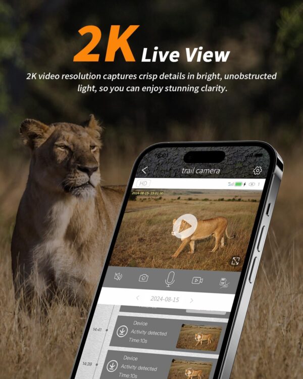Trail Camera, Cellular Trail Camera with Built-in SIM Card 4G Unlimited Data Plan 2k HD Live Streaming 4W Solar Panle Game Cameras with Night Vision Motion Activated Waterproof IP66 - Image 3