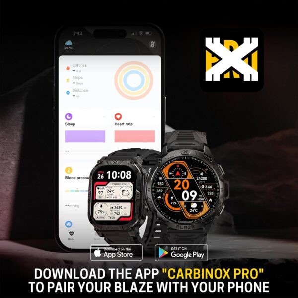 CARBINOX Blaze Smart Watch with GPS (Sport Mode), Rugged Fitness Tracker Waterproof IP69K, Compatible with Android and iOS, 170+ Sports Modes, Gorilla Glass Screen, Make/Receive Calls (Square) - Image 7