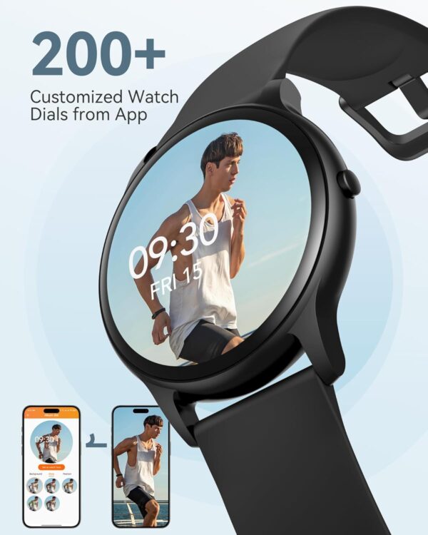 AGPTEK Smart Watch for Women Men, 5ATM Waterproof Smartwatch for Android and iOS Phones, Fitness Tracker Watch with 100+ Sports Modes, Heart Rate Monitor Pedometer Sleep Monitor, Black - Image 7