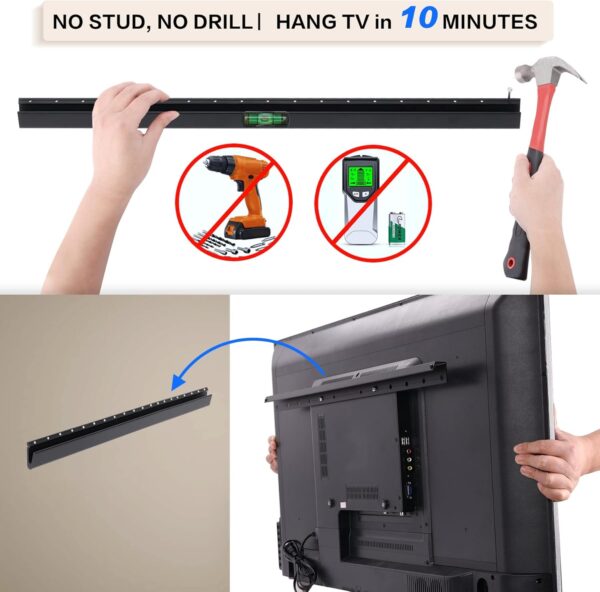 No Drill Drywall TV Mount, No Stud TV Wall Mount for Most Brand 22-55 Inch TVs up to 100 lbs, Easy Install No Stud Studless TVs Wall Mount, Include All Hardware-New Level Bubble Meter - Image 2
