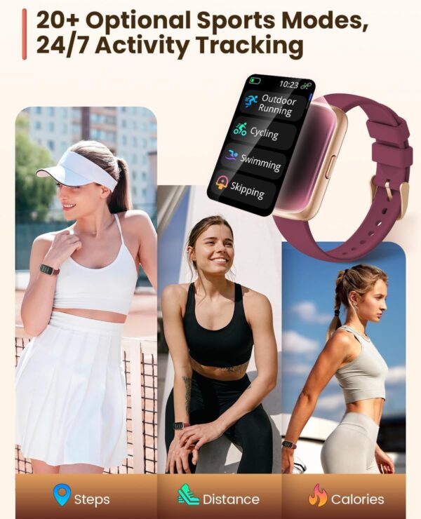 Fitness Watches for Women, Fitness Tracker with Heart Rate/SpO2 Monitor, Smart Watches for Women with Sleep/Step Tracker, 20+ Sport Modes Activity Tracker, Android Smart Watch for Phones - Image 3