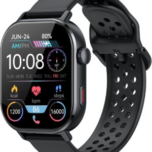 Smart Watch GPS, 2.06″HD AMOLED Display Smartwatch for Men/Women(Answer/Make Call),110+ Workout Mode, 5 ATM Water-Resistance, Heart Rate/Sleep Monitor /Stress, Pedometer Running Watch for Android/iOS