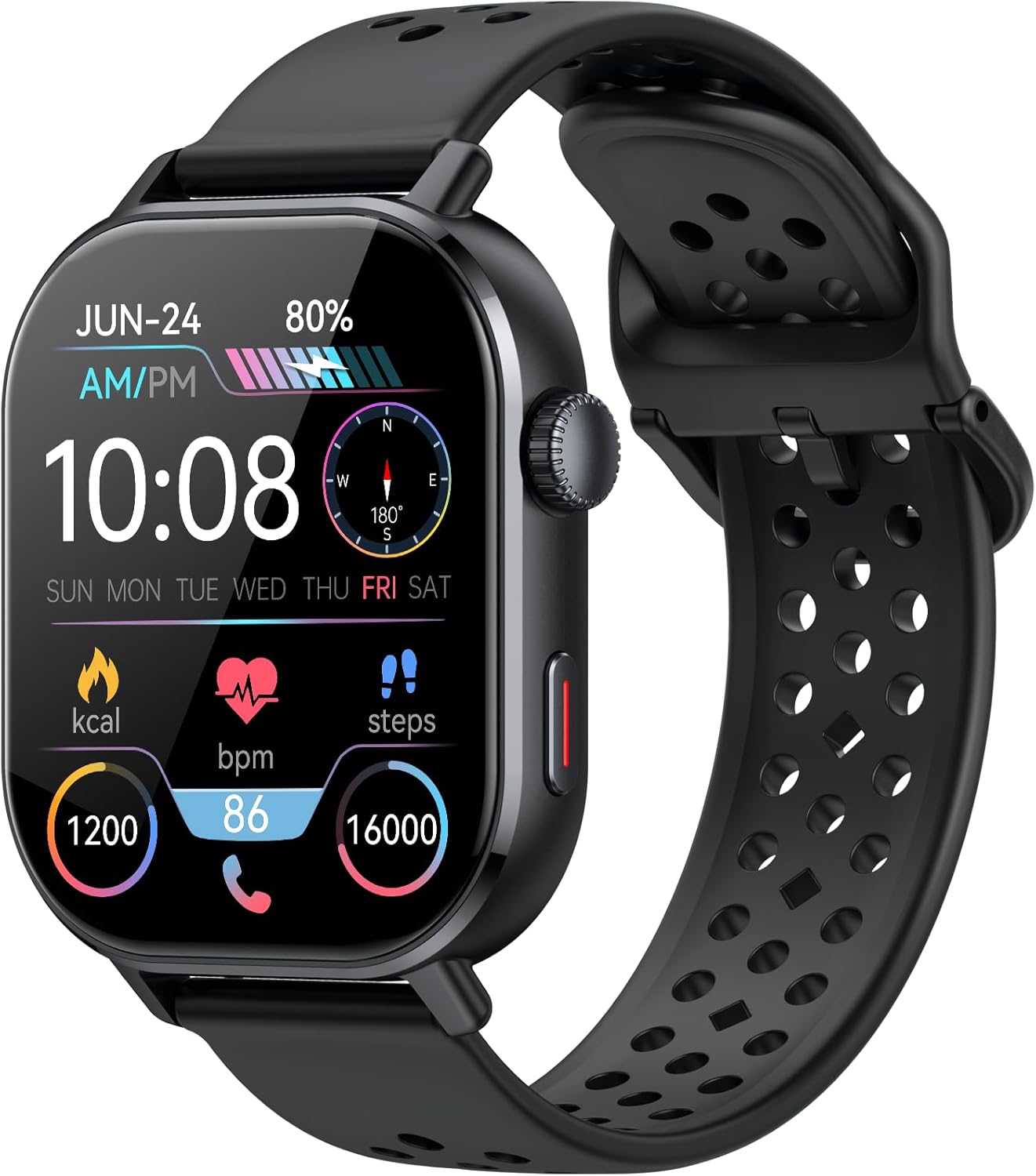 Smart Watch GPS, 2.06"HD AMOLED Display Smartwatch for Men/Women(Answer/Make Call),110+ Workout Mode, 5 ATM Water-Resistance, Heart Rate/Sleep Monitor /Stress, Pedometer Running Watch for Android/iOS