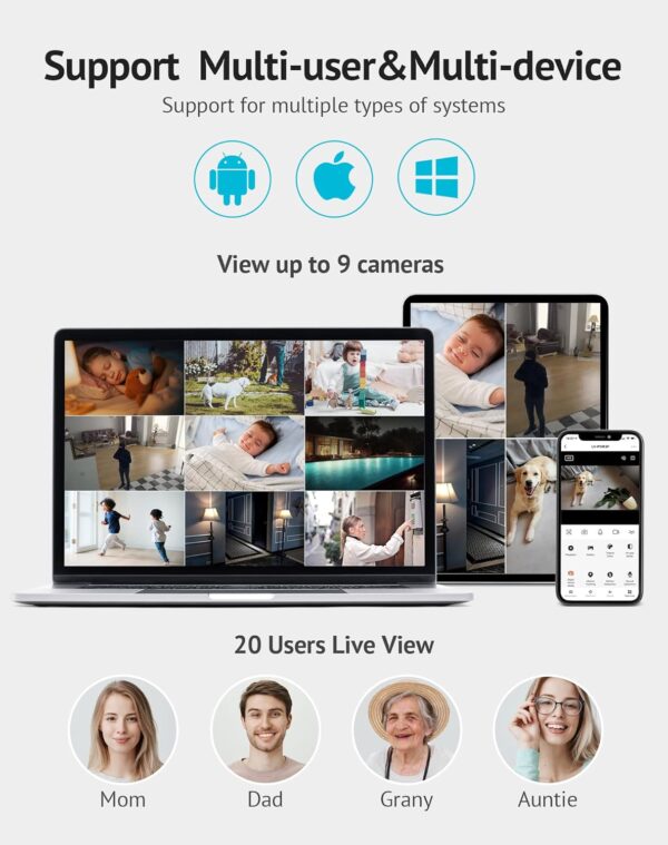 LaView Pan/Tilt Security Camera for Baby Monitor with Phone App (2 Pack+2 32GB SD Cards), 1080P WiFi Pet Camera Indoor, 360° Home Security Camera with Motion & Sound Detection, Two-Way Audio - Image 6